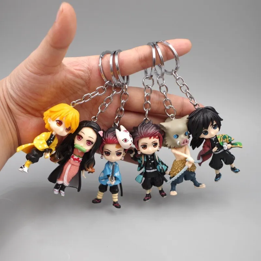 Demon Slayer Action Figure Set of 6 with Keychain - Image 4