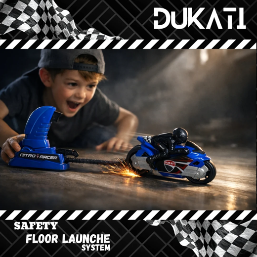Bike Launcher High Speed Pull Back Motorcycle Toy with Launcher Gun -Friction-Powered(Ages 2+) - Image 2