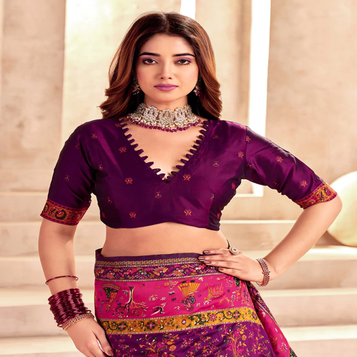 Wine Silk Woven Patola Saree - Image 2