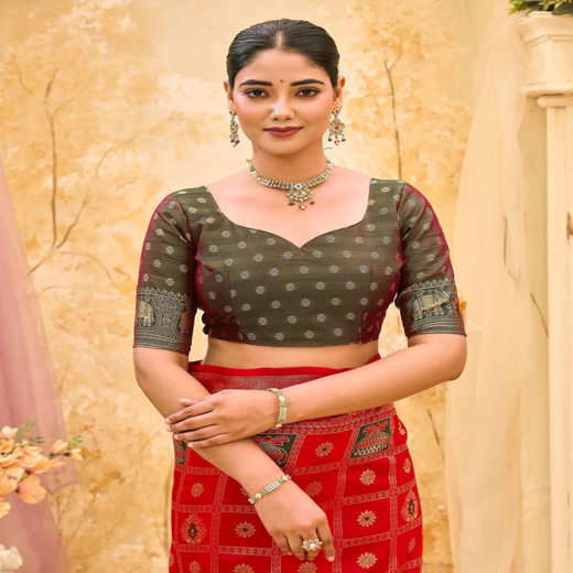 Red Silk Woven Patola Saree - Image 2