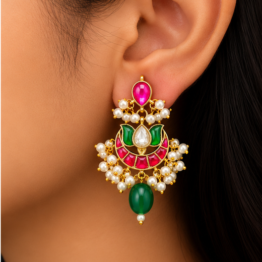 Real Jadau Kundan Earring - Image 4