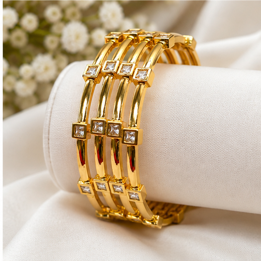 Pure Panchaloham White Stone 4 Bangles - Image 4