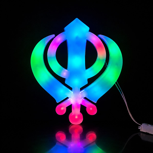 Multicolour Khanda (☬) Lighting Wall Hanging (28*25 Cm) - Image 2