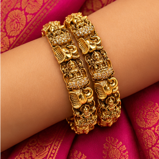 Nakshi Finishing Elephant Design With Lord Lakshmi Open-Able Bangle - Image 4