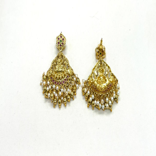 Matte finishing lord Lakshmi pendent with small stones Short Necklace - Image 3