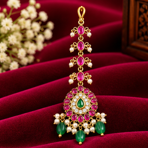 Jadau Kundan Finishing Floral Design Maang Tikka