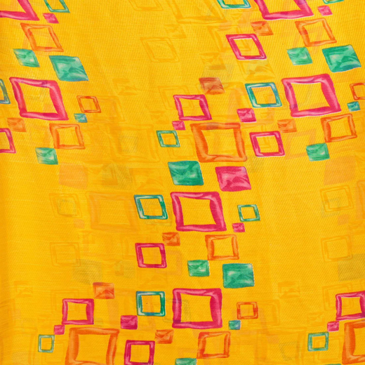 Yellow Chiffon Printed Saree - Image 3
