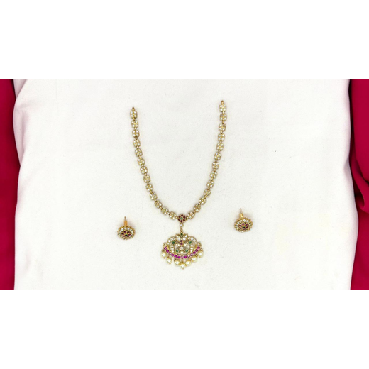 Matte finishing with AD stones short Necklace