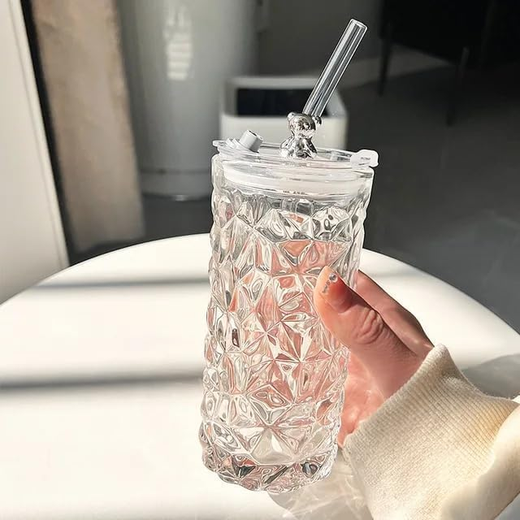 350ML Bear Shape Glass Cup with Straw - Image 3