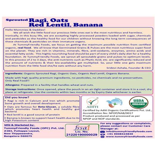 Sprouted Ragi, Oats, Red Lentil, Banana Porridge Mix - Image 4
