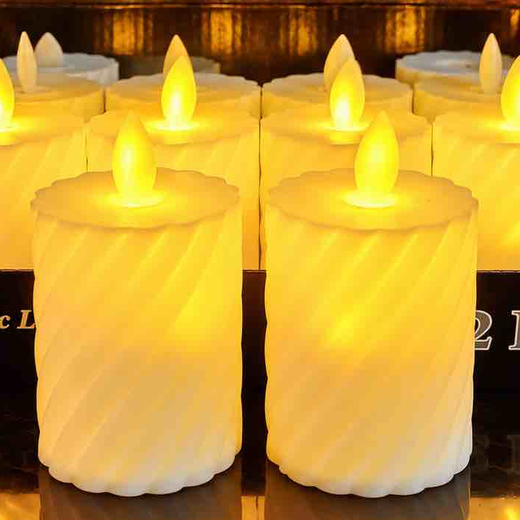 12 Piece Box Designer Candle Set With Flickering Wick (Size: 9 CM) - Image 2