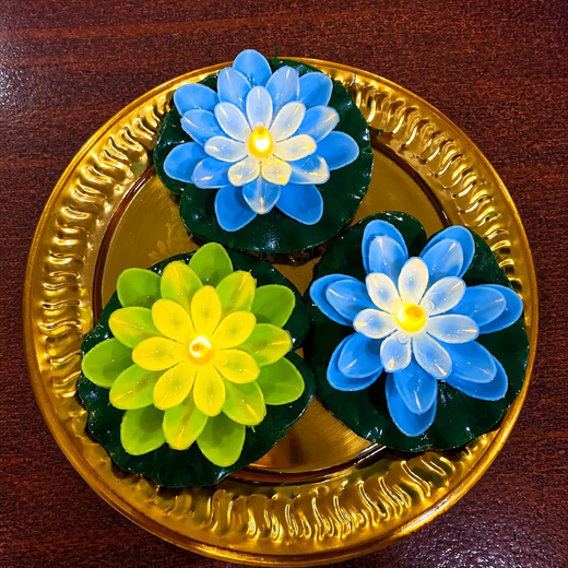 Lotus Water Sensor Plastic Diya (Indian) (6 Piece Box) - 1 Box - Image 2