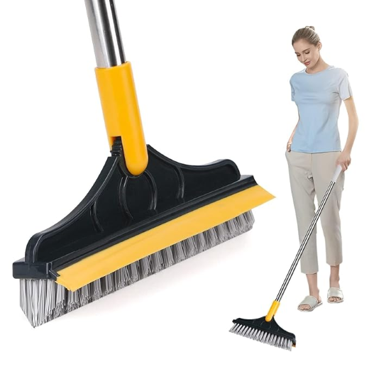 2 in 1 Long Handle Floor Cleaning  Brush With Wiper