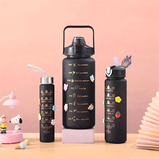 3 PCS Matty Black Bottle Set