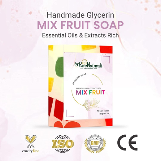 Organic, Mesmerizing, and Natural Glycerin Made Mix Fruit Soap For Men Women  Pack of 2 - Image 2