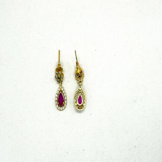 Matte finishing American Diamond with Pink Stone Short Necklace - Image 2