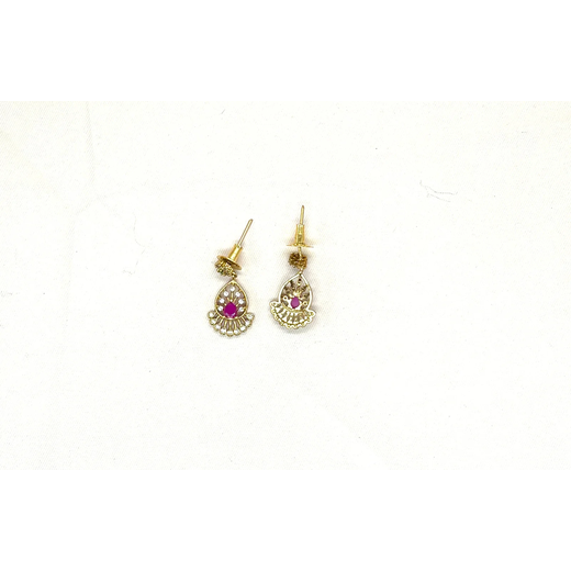 Gold finishing Pink Stones Short Necklace - Image 3