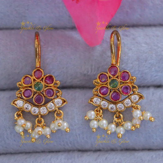 Bugadi Pink Stone Earrings | Artificial Jewellery - Image 4