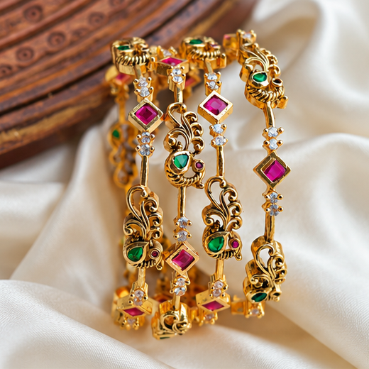 4-Piece Matte Finish Bangles | Artificial Jewellery