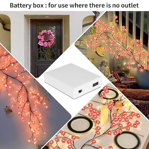 Cherry Blossom USB and Battery Operated Wall Decor Lights - Image 3