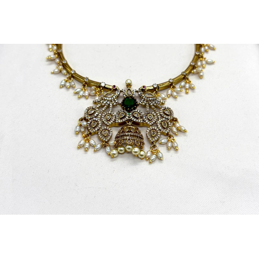 Victorian AD stones with Green Stone Short Necklace - Image 2