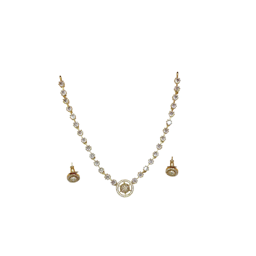 Matte finishing American Diamonds with stones Short Necklace