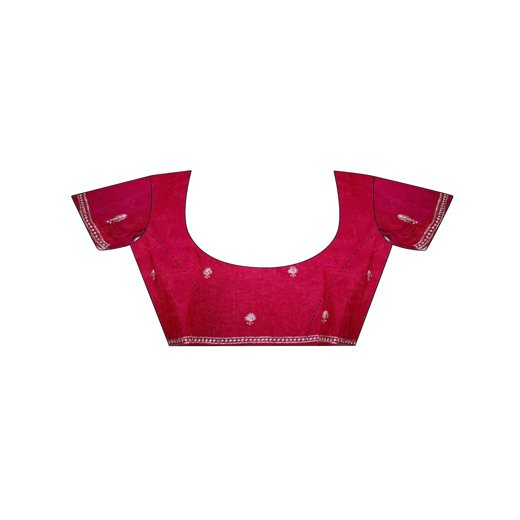 Mouni Roy Crimson Rose Zari Embroidery Saree - Image 2