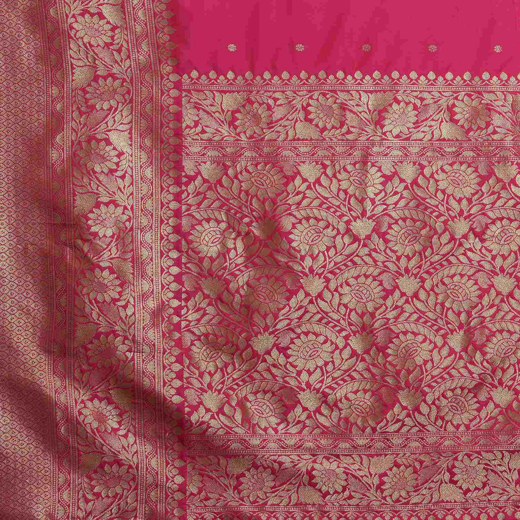 Rani Pink Silk Woven Kanjivaram Saree - Image 3