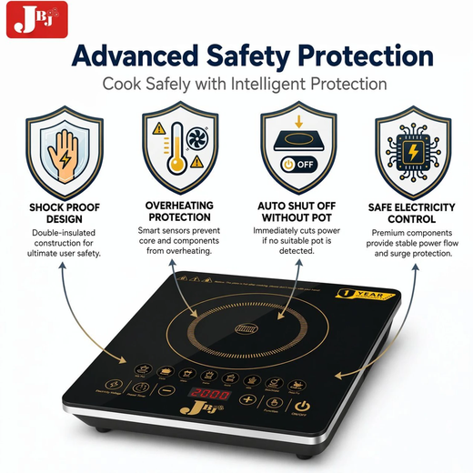 JBJ 2000 W Induction Cooktop Touch Panel (Black, M17) - Image 4