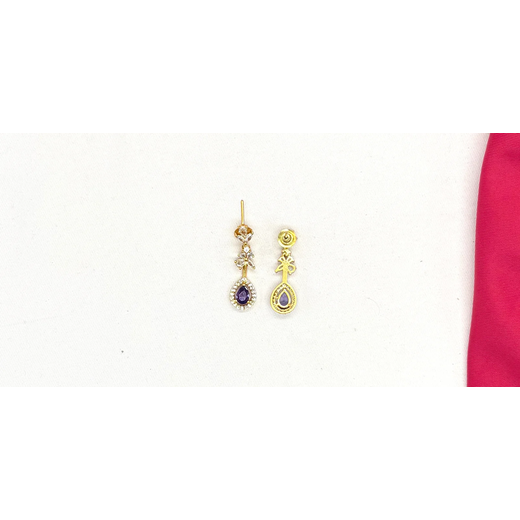 Matte finishing Floral Zircon & Ad Stones purple Short Necklace - Image 2