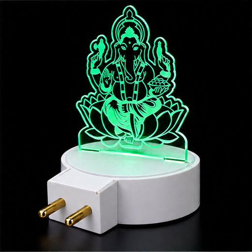 Trans Sheet Multicolour Lighting Ganesh Ji Night Lamp (Size: 10*6.5 Cm) - Image 2