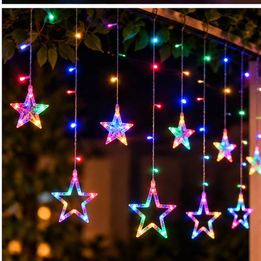 6*6 Multicolour Star Curtain Light With Different Flashing Modes ⭐ - Image 4