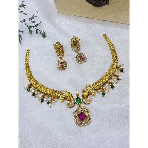 Premium Gold Plated Short Necklace Set