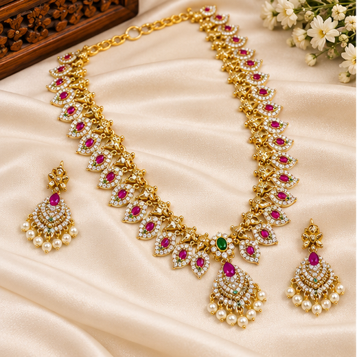 Matte finishing with Lord Ganesh Designed Long Haram - Image 3