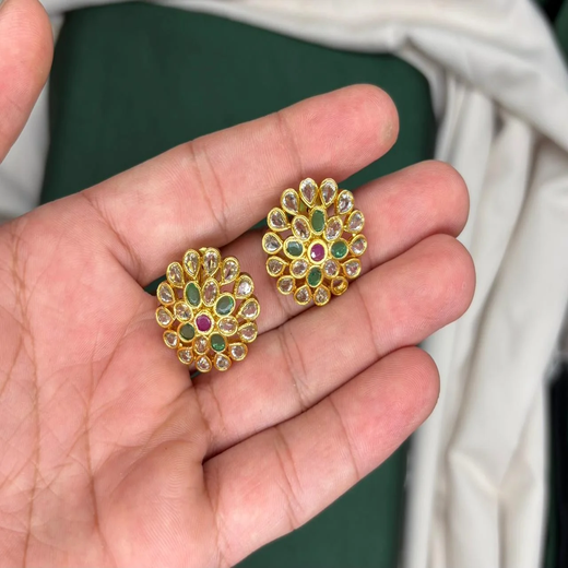 Short Gold Necklace with Stone Detail | Artificial Jewellery - Image 3