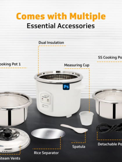 V-Guard VRCS 1.8 C Electric Rice Cooker (1.8 L, White) - Image 2