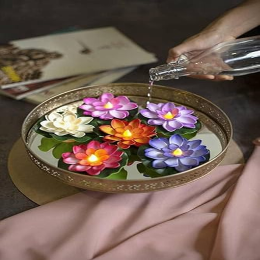 Water LED Floating Lotus Diyas (pack of 6) - Image 2