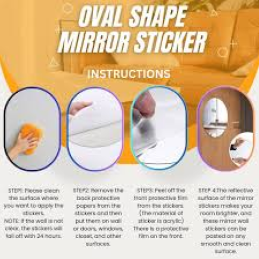 Oval Shape Sticker Magic Mirror (Big Size) - Image 3