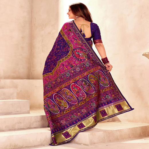 Purple Silk Woven Patola Saree - Image 4