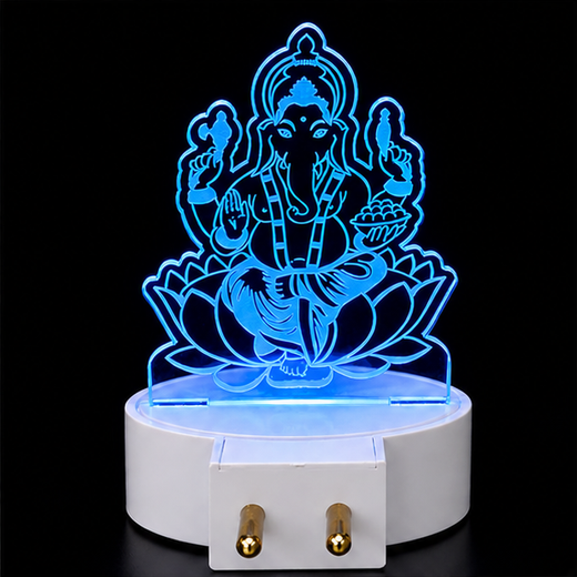 Trans Sheet Multicolour Lighting Ganesh Ji Night Lamp (Size: 10*6.5 Cm)