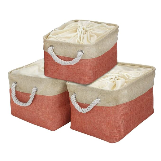 Eco-Friendly Jute Cloth Storage Basket Bin Organizer