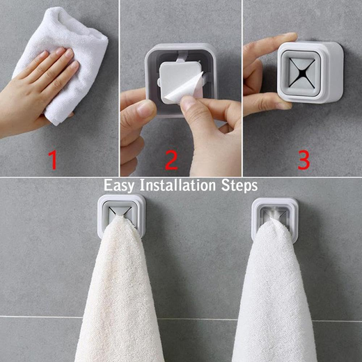 Set of 4 Square Self Adhesive Towel Holder - Image 4