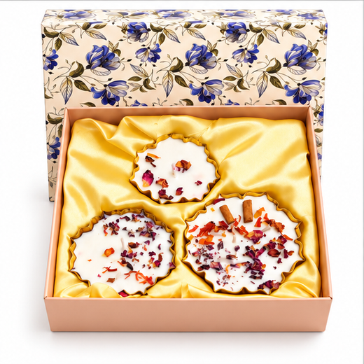 3 Piece Lotus Urli Candle With Flowers & Spices Decoration Gift Set 🪷 🕯️ - Image 3