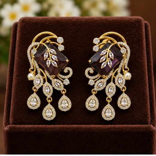 Leaf Design AD Earring