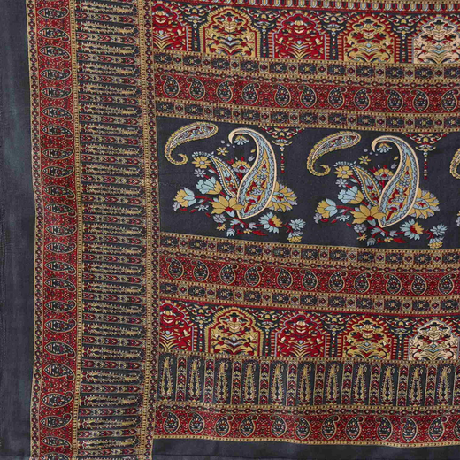 Grey Crepe Silk Printed Saree - Image 3
