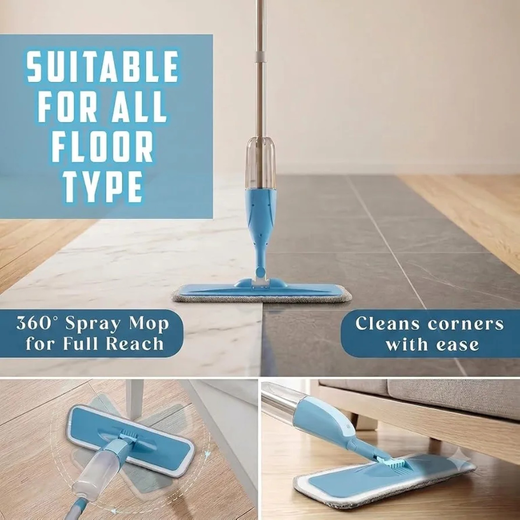 Stainless Steel Spray Mop with 360° Rotating Flat Head, Refillable Water Spray Bot - Image 2