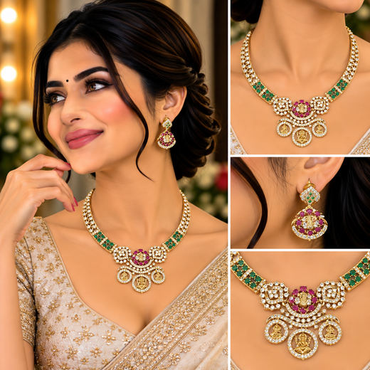 Matte finishing goddess Lakshmi and peacock design kanti - Image 4