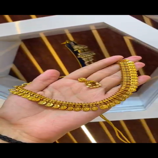Antique gold-plated Lakshmi Kasu Mala necklace