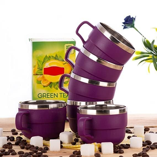 Round Shape Stainless Steel Tea Cup Set of 6 - Image 3