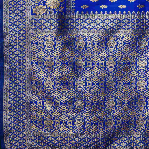 Blue Silk Woven Banarasi Saree - Image 2